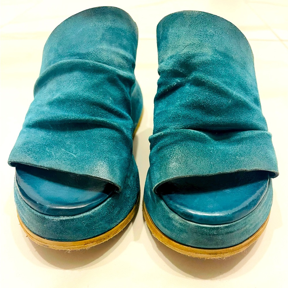 A.S. 98 Teal Suede Platform Sandals Size 37 - Picture 9 of 10